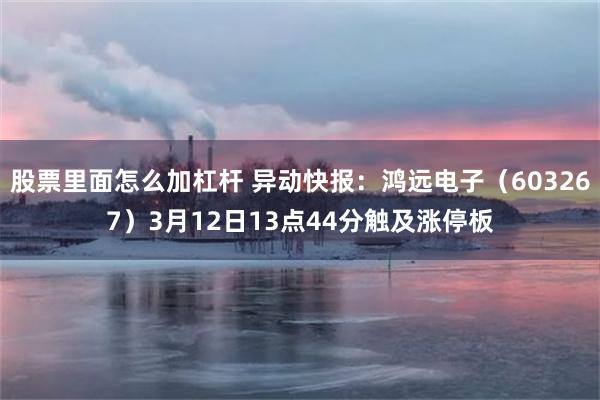 股票里面怎么加杠杆 异动快报：鸿远电子（603267）3月12日13点44分触及涨停板