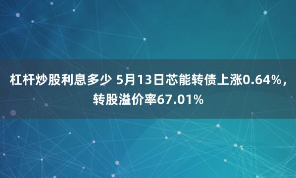杠杆炒股利息多少 5月13日芯能转债上涨0.64%，转股溢价率67.01%