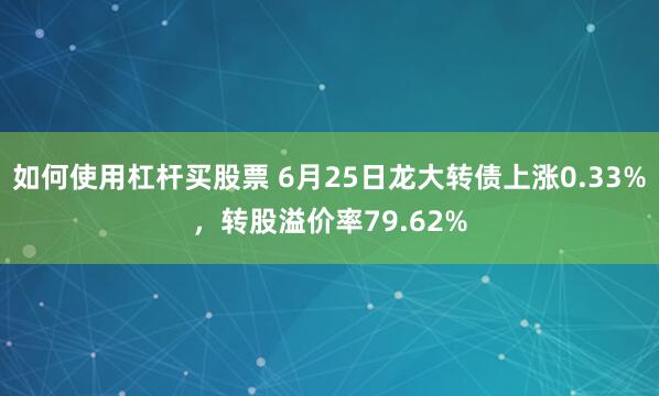 如何使用杠杆买股票 6月25日龙大转债上涨0.33%，转股溢价率79.62%
